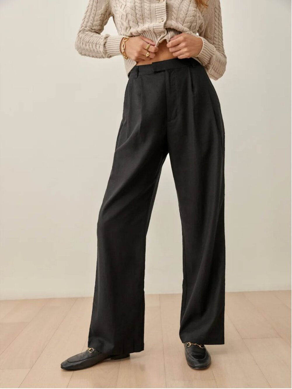 Reformation Black Linen Deadstock Earl Pant Size 2